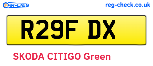 R29FDX are the vehicle registration plates.