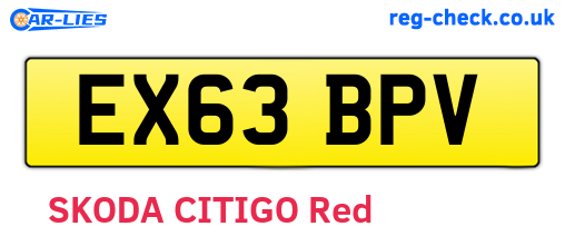 EX63BPV are the vehicle registration plates.