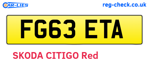FG63ETA are the vehicle registration plates.