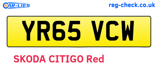 YR65VCW are the vehicle registration plates.