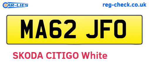 MA62JFO are the vehicle registration plates.