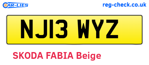 NJ13WYZ are the vehicle registration plates.