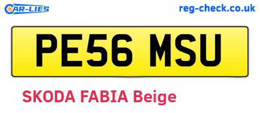 PE56MSU are the vehicle registration plates.
