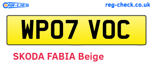 WP07VOC are the vehicle registration plates.