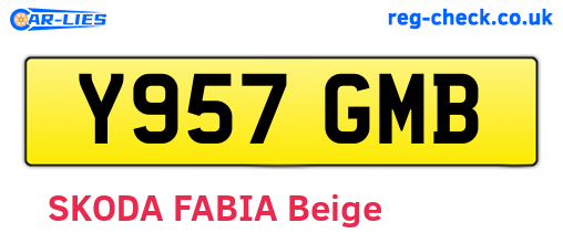Y957GMB are the vehicle registration plates.