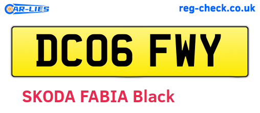 DC06FWY are the vehicle registration plates.