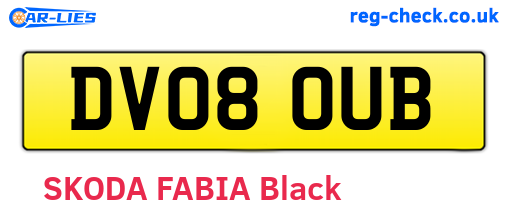 DV08OUB are the vehicle registration plates.