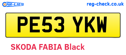 PE53YKW are the vehicle registration plates.