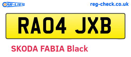 RA04JXB are the vehicle registration plates.