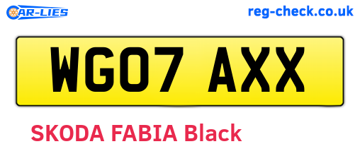 WG07AXX are the vehicle registration plates.