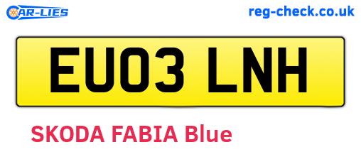 EU03LNH are the vehicle registration plates.