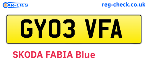 GY03VFA are the vehicle registration plates.