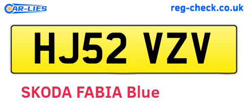 HJ52VZV are the vehicle registration plates.