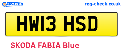 HW13HSD are the vehicle registration plates.