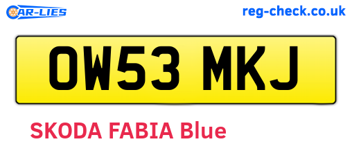 OW53MKJ are the vehicle registration plates.