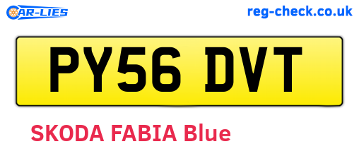 PY56DVT are the vehicle registration plates.