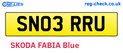 SN03RRU are the vehicle registration plates.