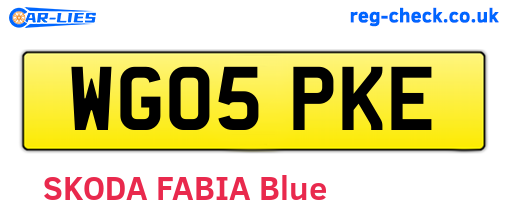WG05PKE are the vehicle registration plates.