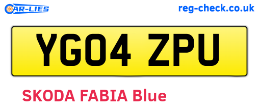 YG04ZPU are the vehicle registration plates.