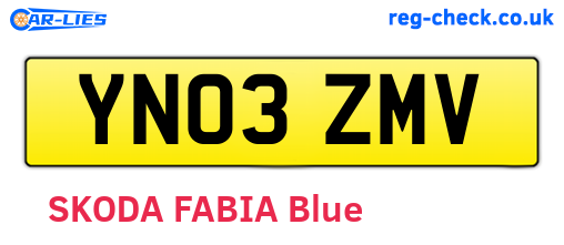 YN03ZMV are the vehicle registration plates.
