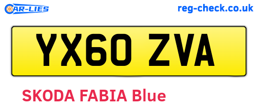 YX60ZVA are the vehicle registration plates.