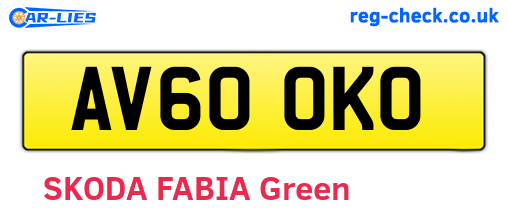 AV60OKO are the vehicle registration plates.