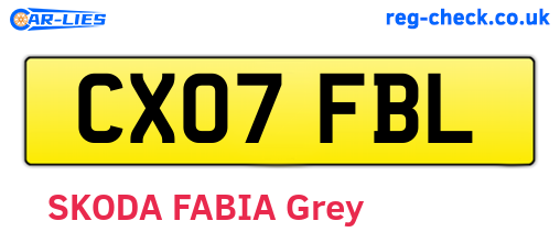 CX07FBL are the vehicle registration plates.