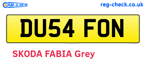 DU54FON are the vehicle registration plates.