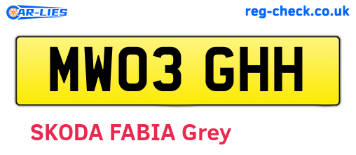 MW03GHH are the vehicle registration plates.