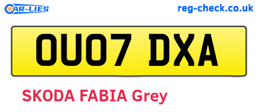 OU07DXA are the vehicle registration plates.