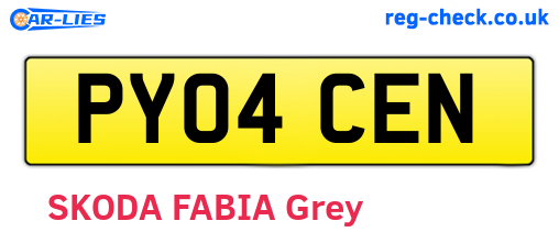 PY04CEN are the vehicle registration plates.