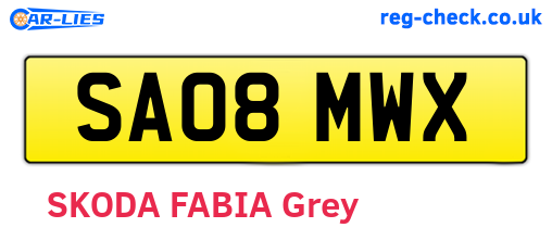 SA08MWX are the vehicle registration plates.