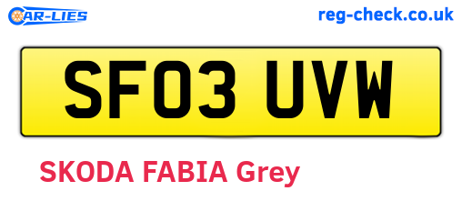 SF03UVW are the vehicle registration plates.