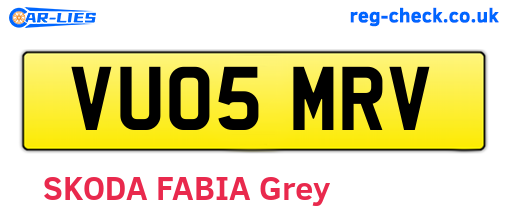 VU05MRV are the vehicle registration plates.