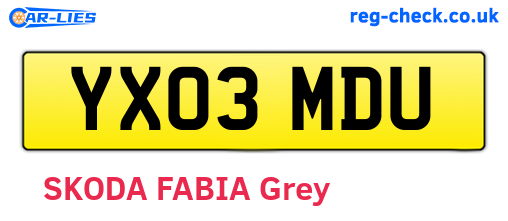 YX03MDU are the vehicle registration plates.