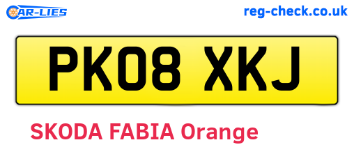 PK08XKJ are the vehicle registration plates.