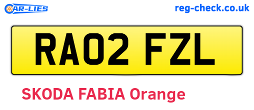 RA02FZL are the vehicle registration plates.