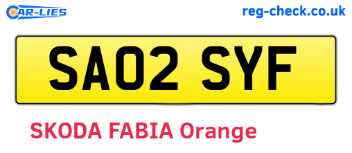 SA02SYF are the vehicle registration plates.
