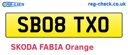 SB08TXO are the vehicle registration plates.