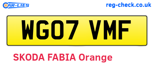 WG07VMF are the vehicle registration plates.