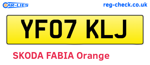 YF07KLJ are the vehicle registration plates.