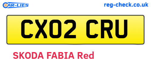 CX02CRU are the vehicle registration plates.