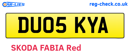 DU05KYA are the vehicle registration plates.