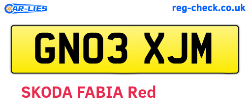 GN03XJM are the vehicle registration plates.