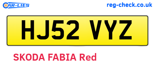 HJ52VYZ are the vehicle registration plates.