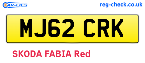 MJ62CRK are the vehicle registration plates.