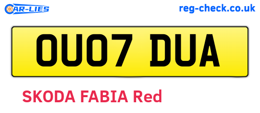 OU07DUA are the vehicle registration plates.