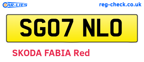 SG07NLO are the vehicle registration plates.
