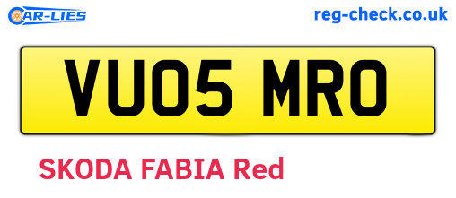VU05MRO are the vehicle registration plates.