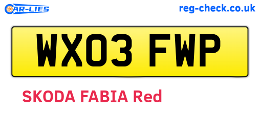 WX03FWP are the vehicle registration plates.